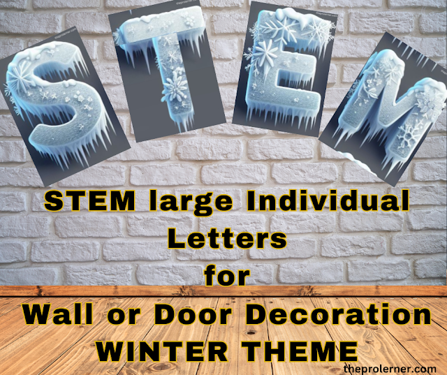  Stem Large Individual Letters For Wall And Door, Winter Theme