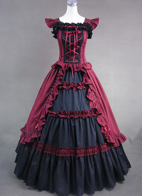 Black and Red Classic Gothic Victorian Dress