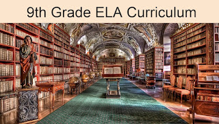 Free 9th Grade ELA Curriculum. Photo of Prague Library by izoca at https://pixabay.com/illustrations/prague-library-prague-monastery-980732/