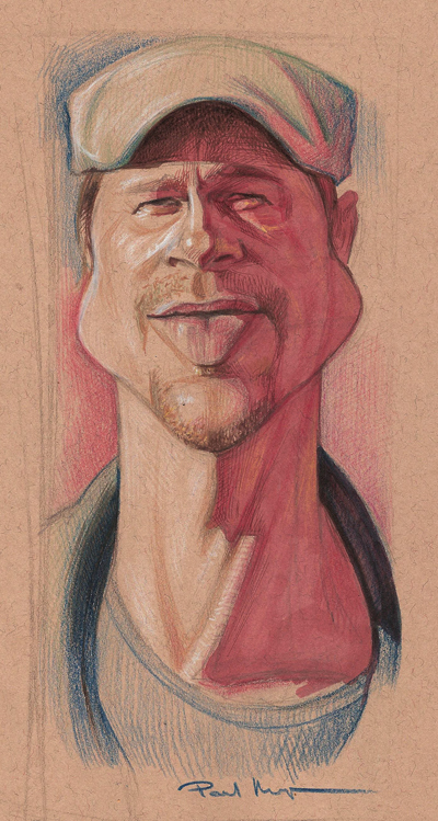 brad pitt caricature. Brad Pitt, Markers and Pencil