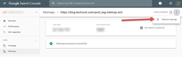 Remove sitemap.xml from Google Search Console - Techzost blog