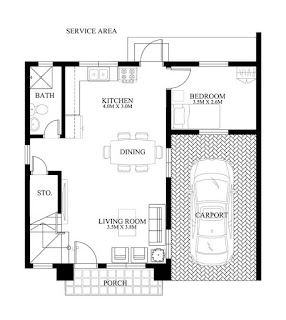 Plan maison élégante de 9 x 8 m avec 3 chambres