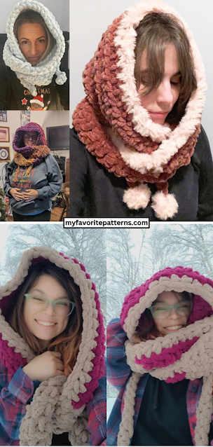 Super Simple Crochet Hooded Scarf Pattern