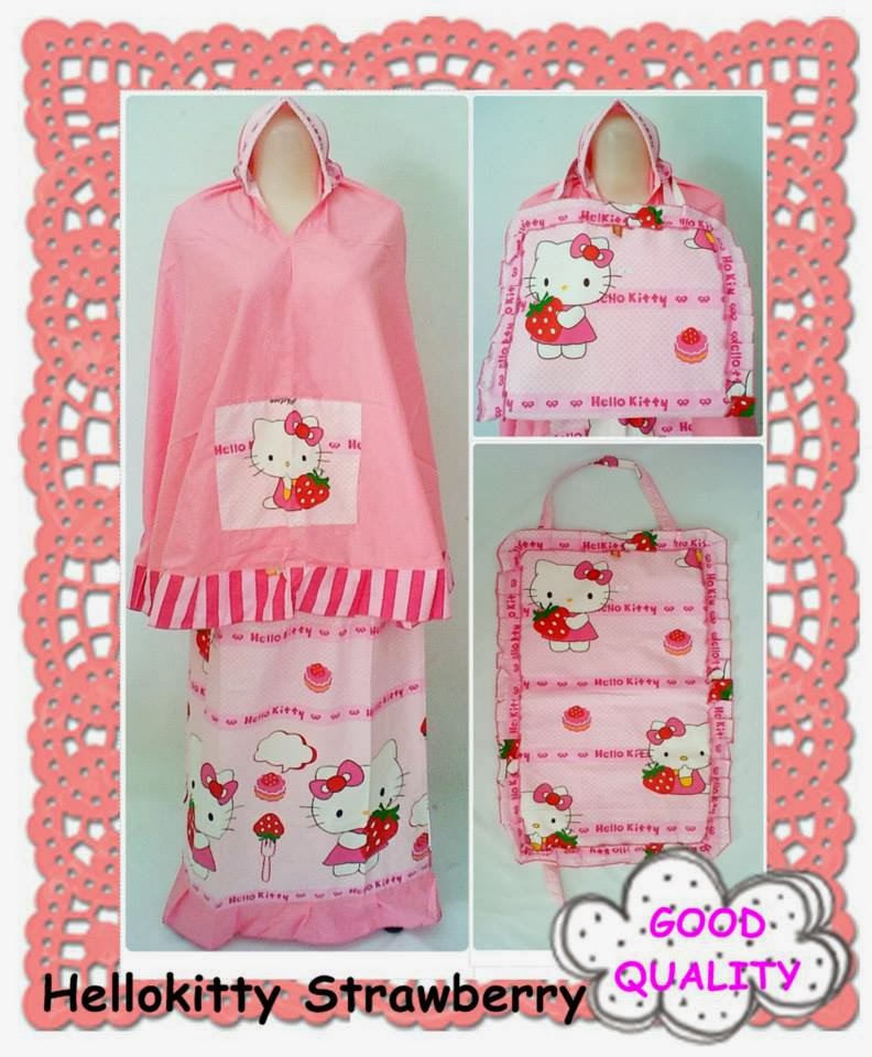 Mukena Anak Hellokitty Strawberry+Tas Sajadah