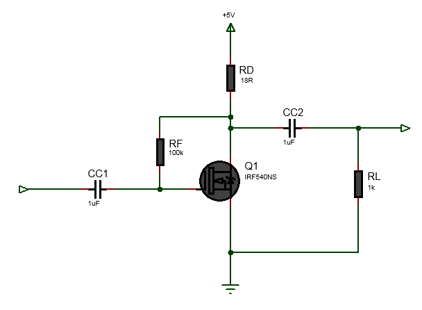 E-MOSFET Amplifier with Drain Feedback Bias Circuit diagram