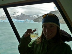 Whiskey with glacier ice.