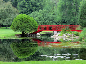 red bridge at Dow Gardens