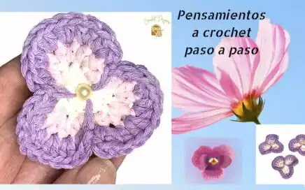 COMO CREAR GRATIS Pequeño Aplique Pensamiento Flor a Crochet