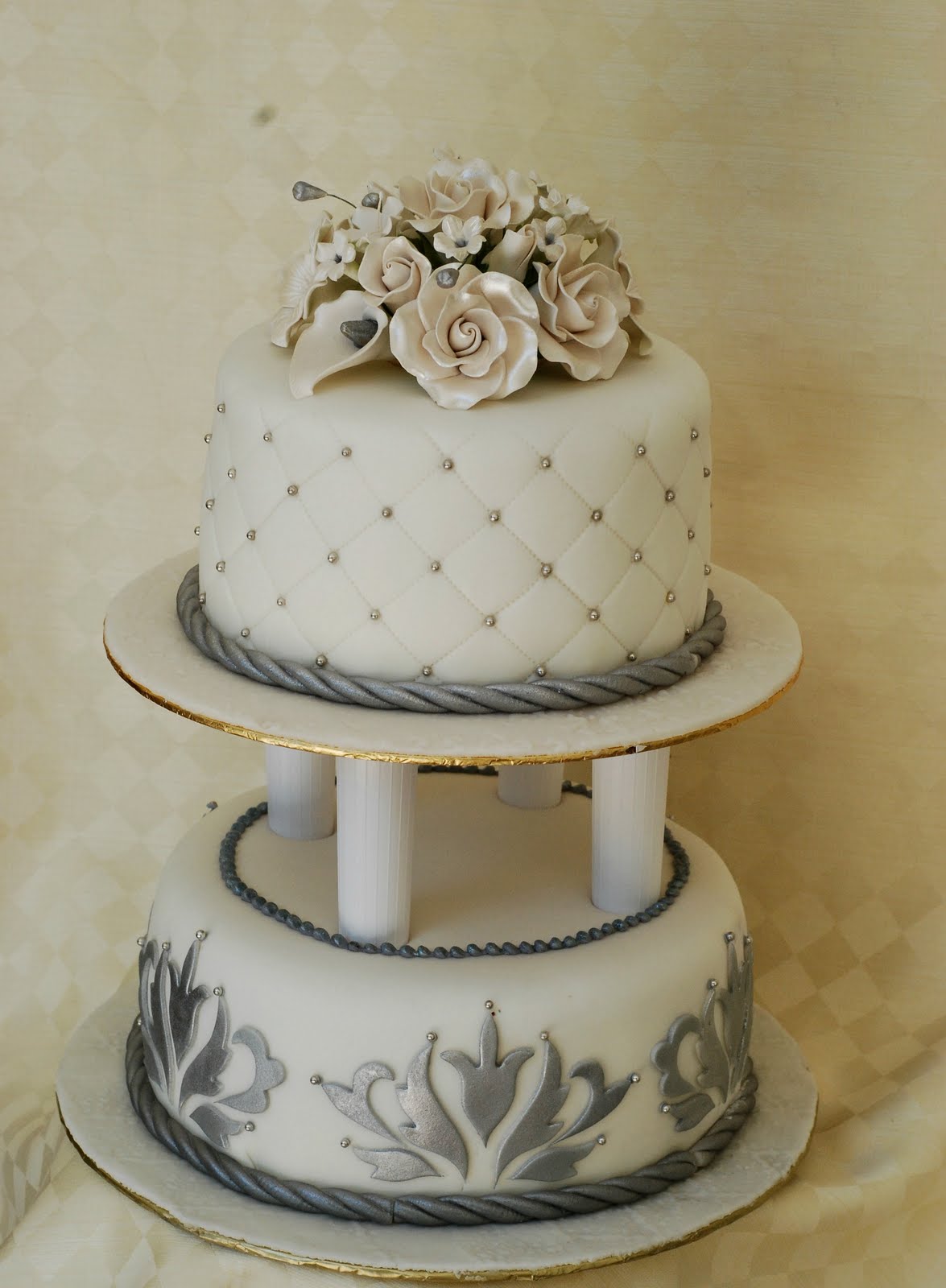 Quilted Damask Wedding Cake