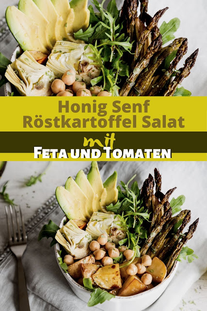 Honig Senf Röstkartoffel Salat mit Feta und Tomaten