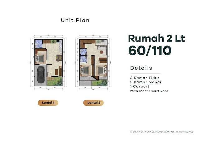 layout rumah 2 lantai purinusa