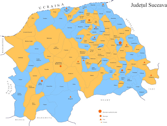 Harta voturi Gheorghe Flutur Catalin Nechifor in judetul Suceava la alegerile locale 2012