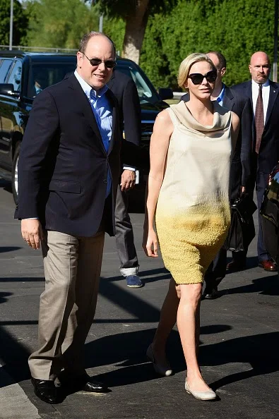 Prince Albert II of Monaco, Princess Charlene of Monaco and Barbara Sinatra (C) attend a visit to the Barbara Sinatra Children's Center