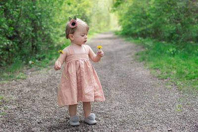 Linen sundress rose pink for girls classic slow fashion by Daydream Believers Designs