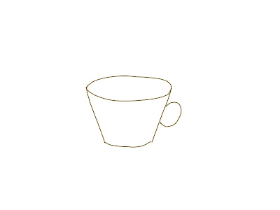 アイコン 「紅茶」 (作: 塚原 美樹) ～ カップの持ち手を一本線で描く