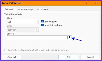 Mencari Source range dropdown list