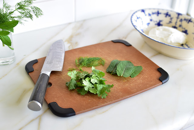 Fresh herbs on a board