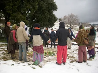 Human circlein the snow, image for sharing the post