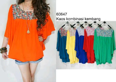 Blus kaos kombinasi kembang kode 60647