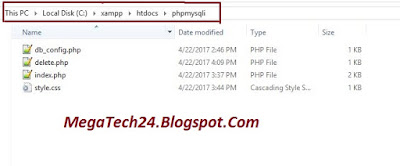 PHP MySQLi Delete Records Folder Structure