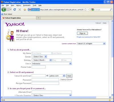 Yahoo! Registration Page