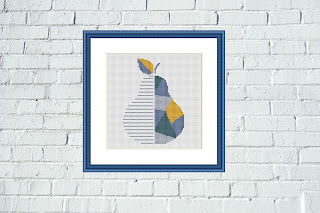 Pear geometric cross stitch - Tango Stitch