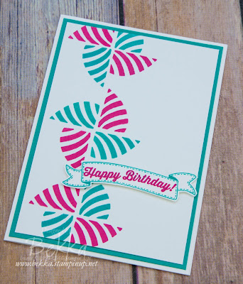 Swirly Bird Pinwheel Birthday Card by Stampin' Up! UK Demonstrator Bekka Prideaux