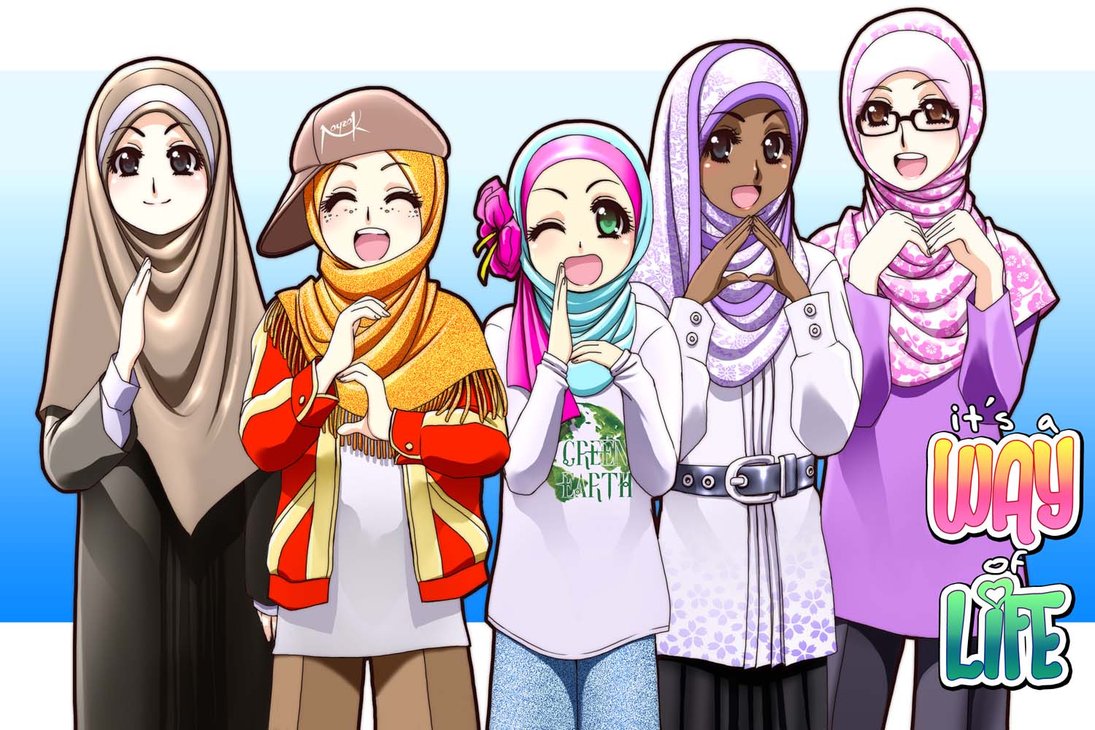 Gambar kartun  muslimah  yang keren dan cantik Animasi  