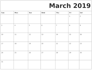 Free Printable Calendar March 2019