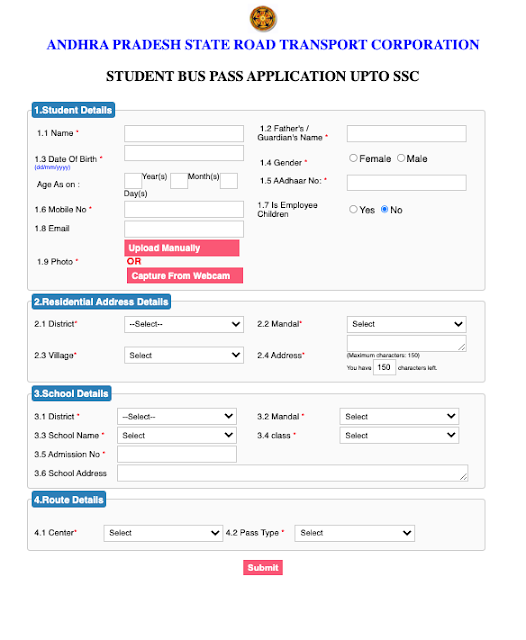 student bus pass application form