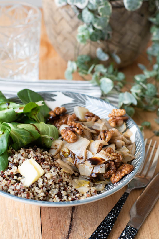 recette Endives et noix rissolés au beurre avec quinoa