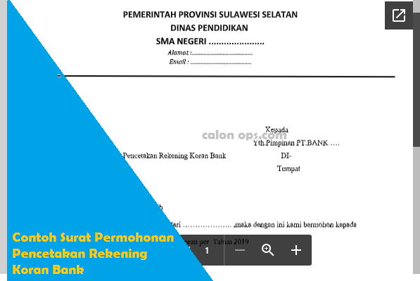 Contoh Surat Permohonan Pencetakan Rekening Koran Bank Doc