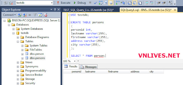 How to create new table by query in SQL Server 2014? 001
