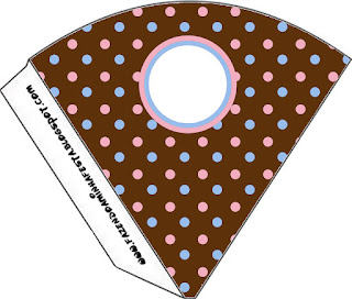 Pink and Light Blue Polka Dots in Chocolate Free Printable Cones.