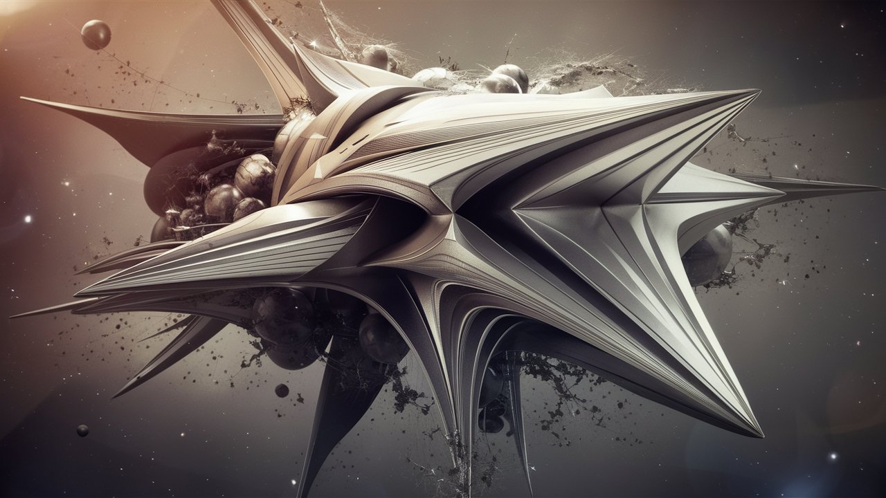 A captivating 3D sculpture that features an abstract shape, resembling a futuristic spacecraft