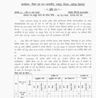 JILA NYAYALAY JASHPUR VACANCY 2023 | छत्तीसगढ़ जिला न्यायालय जशपुर में सहायक ग्रेड तीन स्टेनोग्राफर स्टेनोटाइपिस्ट की वेकेंसी