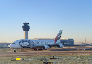 The A380 taxiing past