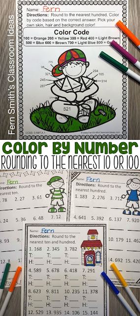 Click Here to Download This 3rd Grade Math Round to the Nearest Ten or Hundred Center Games, Color By Number, and Task Cards Bundle for Your Classroom Today!