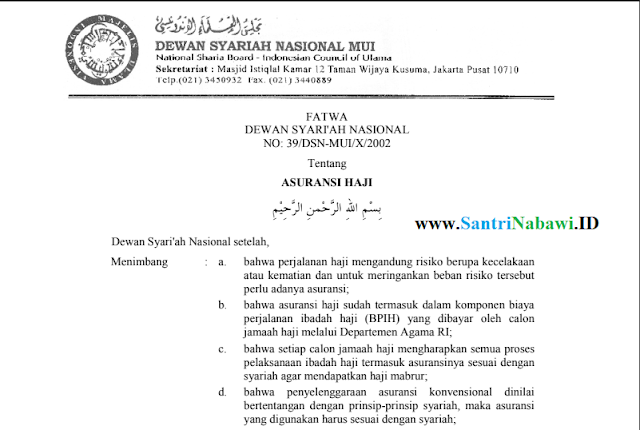 Fatwa DSN MUI No. 39 tentang Asuransi Haji