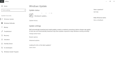 Tampilan Pengaturan Windows Update pada Windows 10