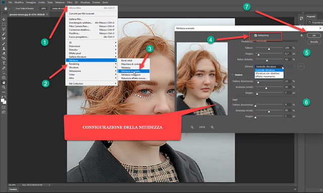 applicare la nitidezza avanzata