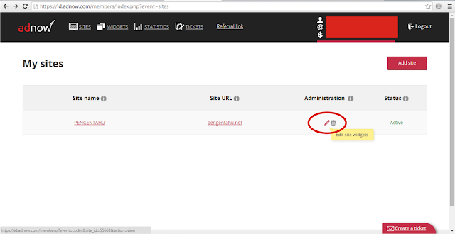 Cara Memasang Widget Iklan Adnow