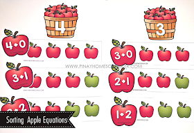 Sorting Addition Equations - Apple Theme