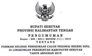 Pengumuman CPNS 2019 Kab. Seruyan