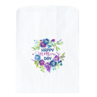 Gift Wrapping for Mom - Happy Mother's Day Blue Purple Bouquet Favor Bag