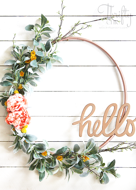 DIY spring wreath. DIY hula hoop wreath. How to make a hula hoop wreath tutorial