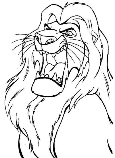 Dibujo de un león gruñendo para colorear o pintar