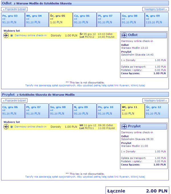 Sztokholm Warszawa Ryanair