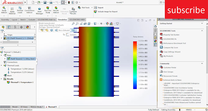 1 D  conduction Simulation in Solidworks