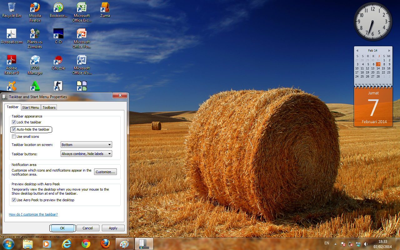 Cara Menghilangkan Taskbar Di Windows XP, 7, &amp; 8